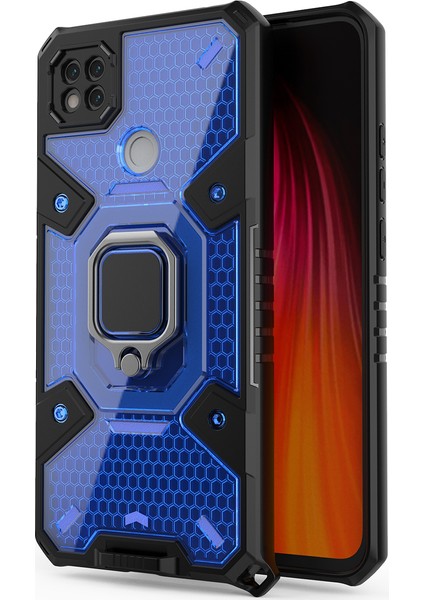Xiaomi Redmi 9c İçin Şeffaf Pc Tpu Bumper Antishock Korumalı Halkalı Standlı Kılıf (Yurt Dışından)