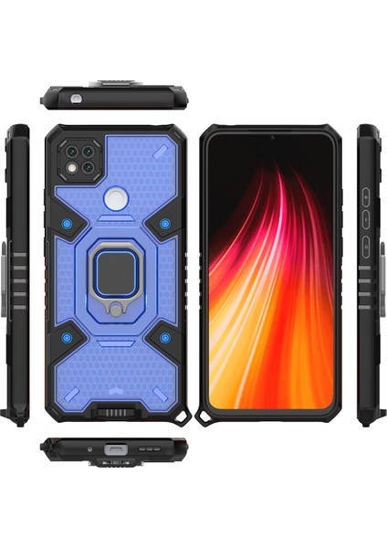 Xiaomi Redmi 9c İçin Şeffaf Pc Tpu Bumper Antishock Korumalı Halkalı Standlı Kılıf (Yurt Dışından)