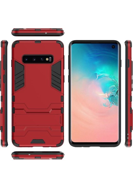 Samsung Galaxy S10 İçin Çift Katmanlı Tpu Pc Hibrit Korumalı Standlı Kılıf (Yurt Dışından)