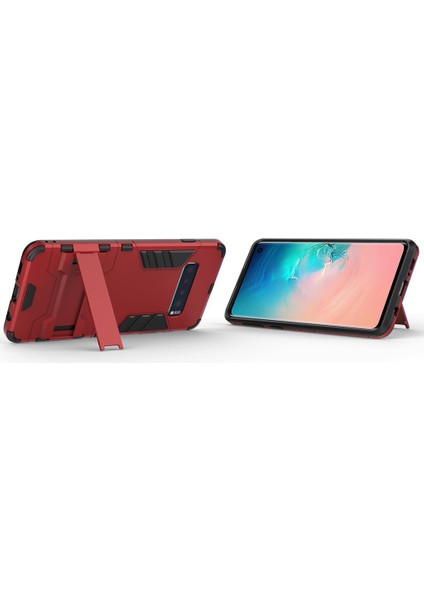 Samsung Galaxy S10 İçin Çift Katmanlı Tpu Pc Hibrit Korumalı Standlı Kılıf (Yurt Dışından)