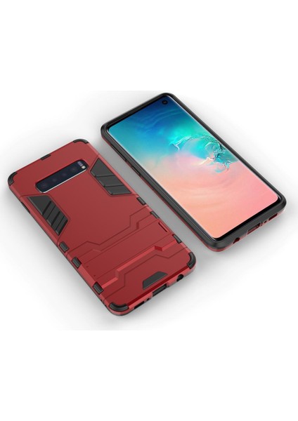 Samsung Galaxy S10 İçin Çift Katmanlı Tpu Pc Hibrit Korumalı Standlı Kılıf (Yurt Dışından)