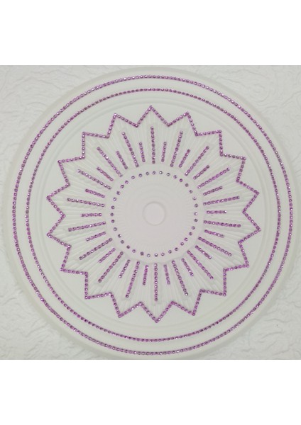 Yeditepe Osmanlı Taşlı Başak Desenli Stropiyer Tavan Göbeği - 40 cm - Pembe