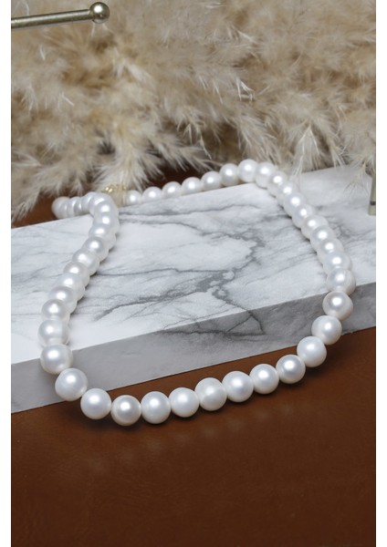 Pearls In Ocean Beyaz Renk Gerçek Inci Kolye Aa Kalite Classic Serisi 324