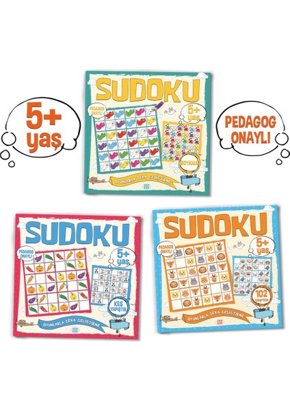 Çocuklar Için Sudoku Seti (5+ Yaş) (3 Kitap Takım)