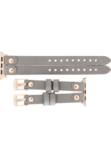 Apple Watch Uyumlu Kordon Ely Çift Tur Gri Deri Rst9 fırsatları