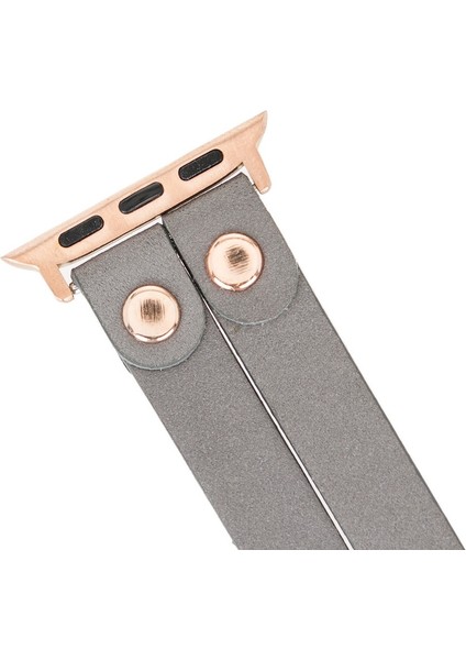 Apple Watch Uyumlu Kordon Ely Çift Tur Gri Deri Rst9 indirimleri