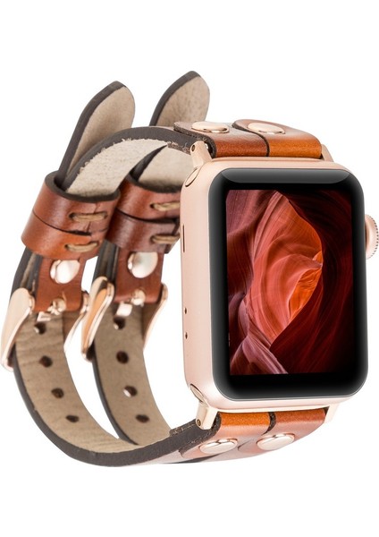 Plm Apple Watch Uyumlu Kordon Ely Çift Tur Taba Deri RST2EF