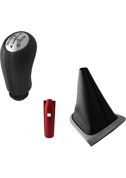 Clio 4 Deri Kaplama Vites Topuzu ve Gri Çerçece Vites Körüğü