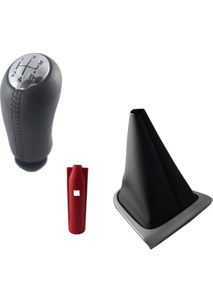 Clio 4 Deri Desen Nikelaj Vites Topuzu ve Gri Çerçece Vites Körüğü