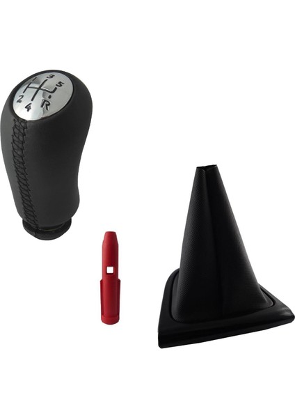 Clio 4 Deri Kaplama Vites Topuzu ve Siyah Çerçeve Vites Körüğü