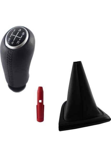 Clio 4 Deri Desen Gri Vites Topuzu ve Siyah Çerçeve Vites Körüğü