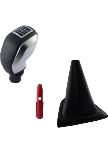 Clio 4 Gri Kapaklı Spor Vites Topuzu ve Siyah Çerçeve Vites Körüğü