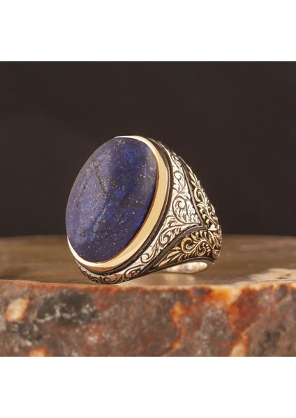 Lapis Lazuli Taşlı Gümüş Erkek Yüzük