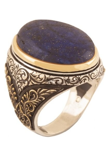 Lapis Lazuli Taşlı Gümüş Erkek Yüzük