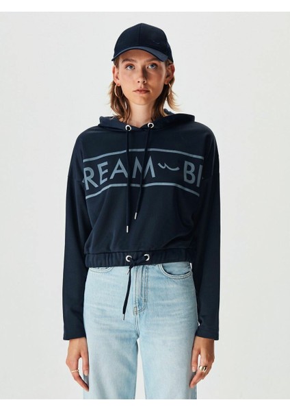 KadınKapüşonlu Lacivert Sweatshırt indirimleri