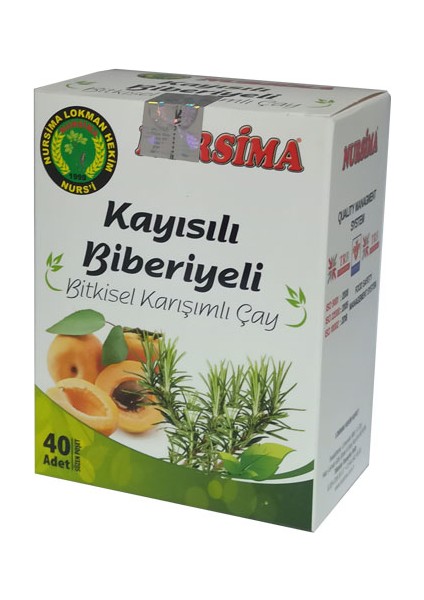 Kayısılı Biberiyeli Bitkisel Karışımlı Süzen Poşet Çay 40'lı