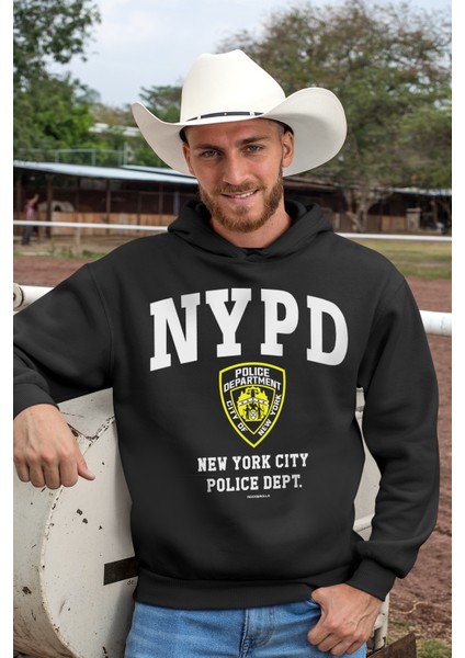 Nypd Antrasit Kapüşonlu Kalın Erkek Sweatshirt