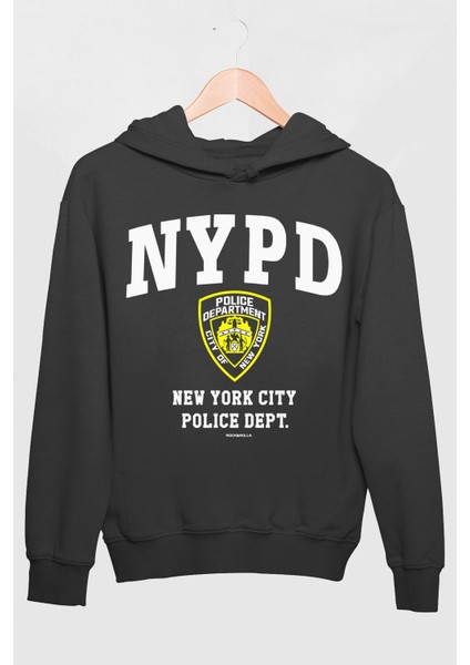 Nypd Antrasit Kapüşonlu Kalın Erkek Sweatshirt