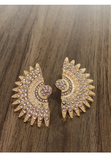 Nf s Butik Zirkon Taşlı Metal Güneş Küpe - Gold indirimleri