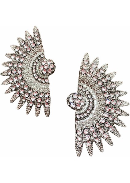 Nf s Butik Zirkon Taşlı Metal Güneş Küpe - Gümüş