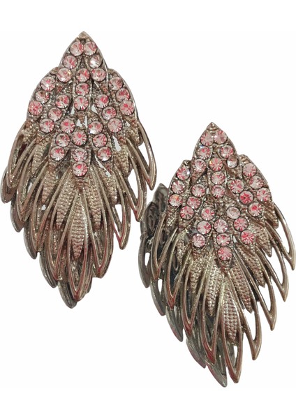 Nf s Butik Zirkon Taşlı Metal Melek Kanat Küpe - Gümüş