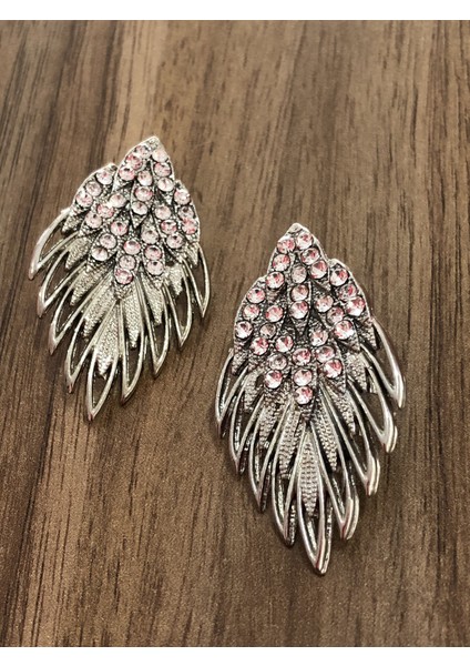 Nf s Butik Zirkon Taşlı Metal Melek Kanat Küpe - Gümüş fırsatları