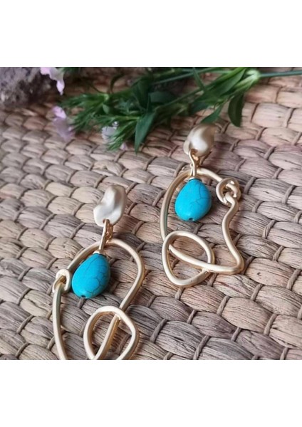 Nf s Butik Asimetrik Doğaltaş Tasarım Küpe indirimleri