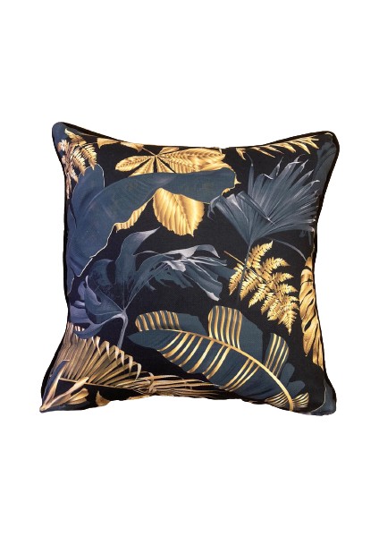 Tuğçe Demir Home Desıgn Gold Devetabanı Desen Ve Düz Siyah Dekoratif 2'Li Kırlent İç Dolgulu 43X43