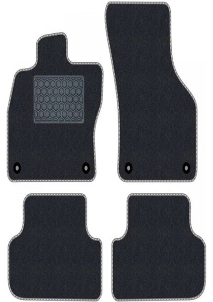 Renault Clio 2 1998-2004 Siyah Halı Gri Kenar Petek Topuk 2250 gr Paspas