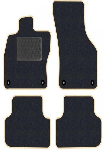 Renault Megane 1 1995-2002 Siyah Halı Bej Kenar Deri Petek Topuk 2250 gr Paspas