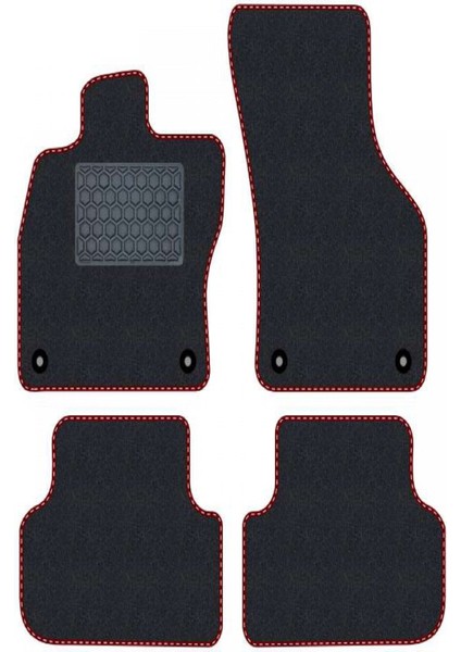 Honda Civic Fb-Fg 2012-2015 - Hatchback Siyah Halı Bordo Kenar Petek Topuk 2250 gr Paspas