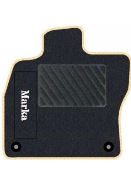 Renault Megane 2 2002-2008 Sedan Hatchback Siyah Halı Bej Kenar Çapraz Çizgi Topuk 2250 gr Paspas