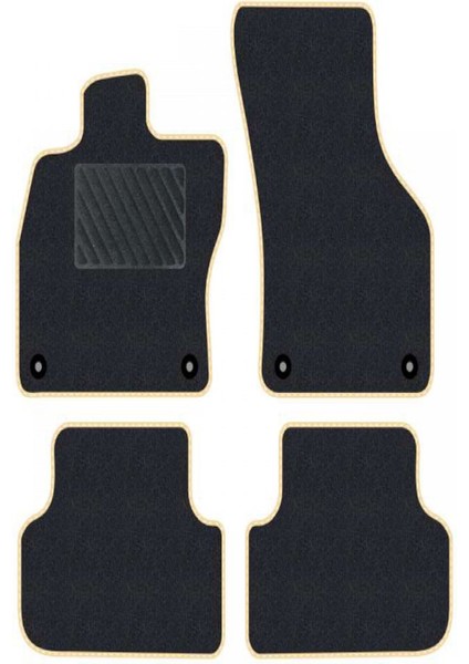 Renault Twingo 1993-2012 Siyah Halı Bej Kenar Çapraz Çizgi Topuk 2250 gr Paspas
