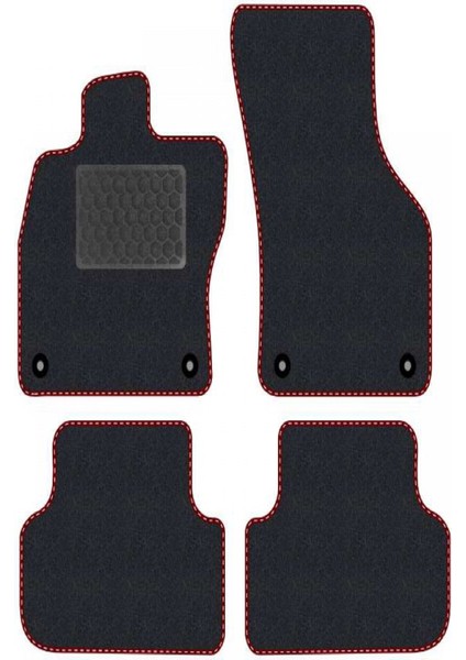 Honda Prelude 1996-2001 5.jen Siyah Halı Bordo Kenar Deri Petek Topuk 2250 gr Paspas