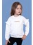 Kız Çocuk Kolları Fırfır Detaylı Nakışlı Sweatshirt 1