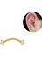 Cerrahi Çelik Zirkon Taşlı Muz Piercing 10 mm - Altın Rengi 4