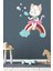Gökkuşağı ve Sevimli Kedi Baloncuklar Temalı Çocuk Odası Sticker 3