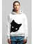 Meraklı Beyaz Kapüşonlu Erkek Sweatshirt 1
