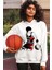 Yakışıklı Basketci Beyaz Kapüşonlu Kadın Sweatshirt 1