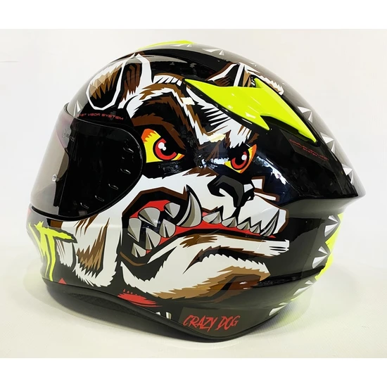 Mt Kask Targo Crazydog Renkli Vizörlü Smoke