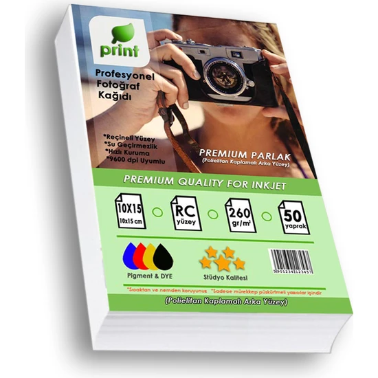 Print Epson Yazıcılar Için Fotoğraf Kağıdı 10X15 Premium Parlak 260 gr 50 Yaprak