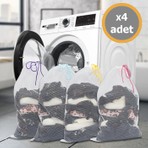 Mor Bebe 4 Adet Lüx Çamaşır Yıkama Filesi Renkli Ipli 40X60 Cm(Büyük Boy)