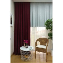 Evdepo Home Bordo Düz Renk Pileli Soft Fon Perde, 1/2 Seyrek Pile, Tek Kanat 50 x 250 cm