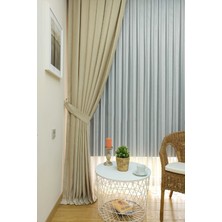 Evdepo Home Bej Düz Renk Pileli Soft Fon Perde, 1/2 Seyrek Pile, Tek Kanat 50 x 250 cm