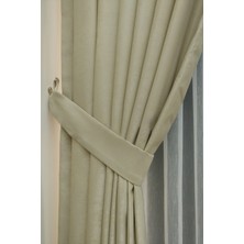 Evdepo Home Bej Düz Renk Pileli Soft Fon Perde, 1/2 Seyrek Pile, Tek Kanat 50 x 250 cm