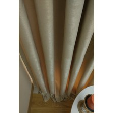 Evdepo Home Bej Düz Renk Pileli Soft Fon Perde, 1/2 Seyrek Pile, Tek Kanat 50 x 250 cm