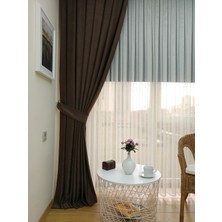 Evdepo Home Sütlü Kahve Düz Renk Pileli Soft Fon Perde, 1/2 Seyrek Pile, Tek Kanat 50 x 270 cm