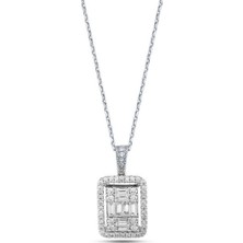 Engingold 0.65CT Pırlanta Baget Taşlı Kolye