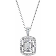 Engingold 0.61CT Pırlanta Baget Kolye