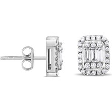 Engingold 0.34CT Pırlanta Baget Küpe